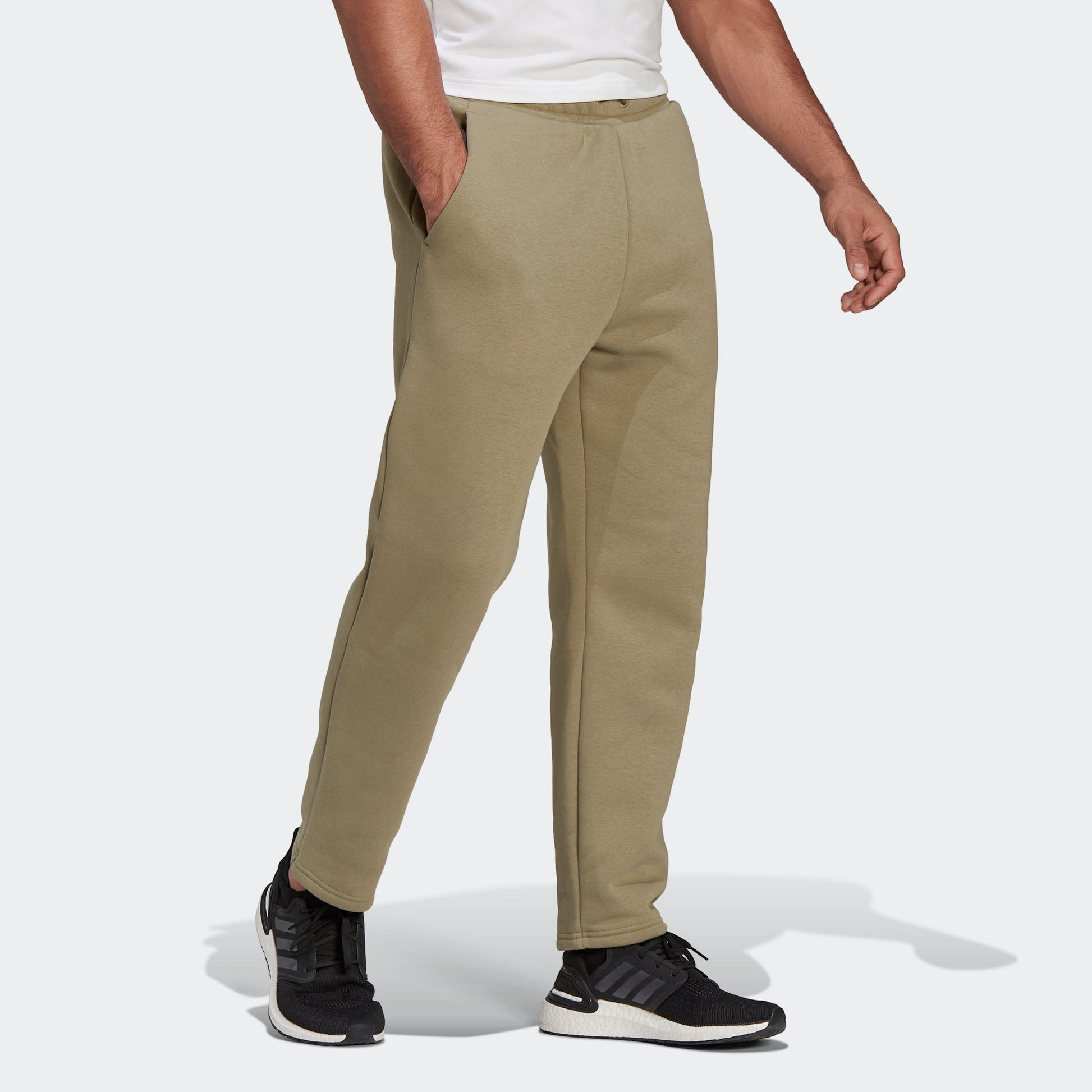 Men's adidas Fl Pt Solid Color Drawstring Sports Pants/Trousers/Joggers Khaki HU0286