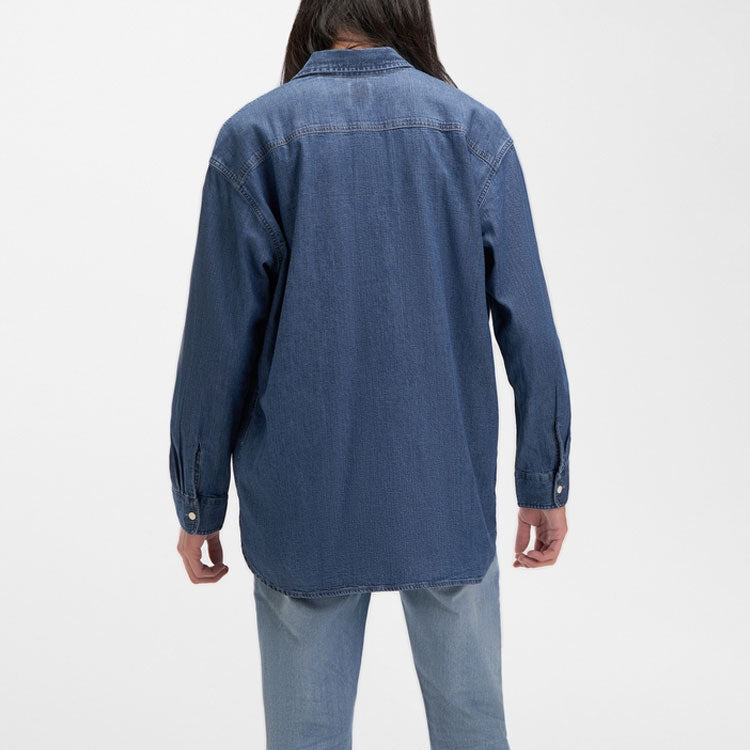 Men's Levis lapel Casual Denim Long Sleeves Shirt Denim 34583-0000