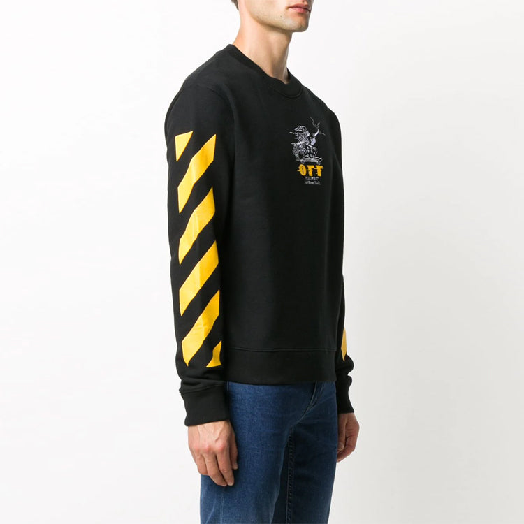 Off-White Embroidered Stripe Logo Pullover Black OMBA025F20FLE0101018