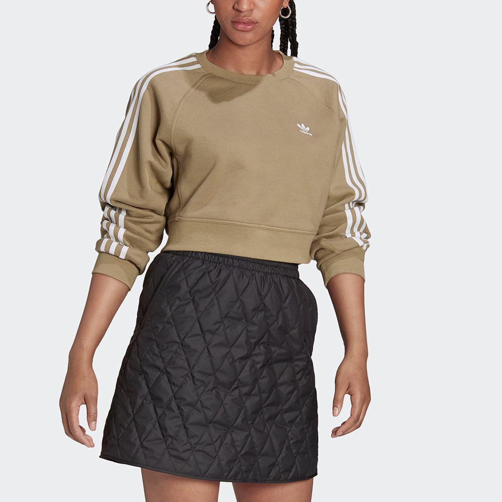 (WMNS) adidas Original University T Cropped Sweatshirts 'Green White' H43923