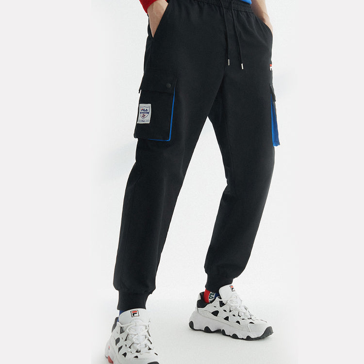 FILA FUSION Contrasting Colors Big Pocket Drawstring Casual Pants Black T11M022801F-BK