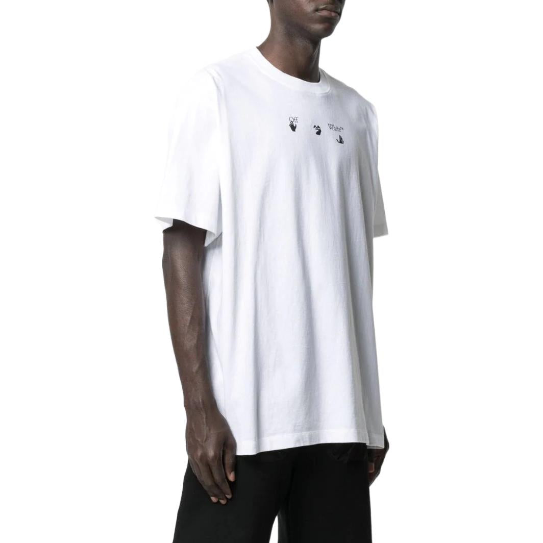 Men's Off-White SS22 Chest Printing Round Neck Pullover Short Sleeve White T-Shirt OMAA038S21JER00101450145
