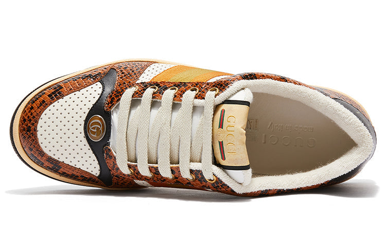 Gucci Screener Python-embossed Leather Sneakers 'Orange Black White' 698605-19YC0-7761