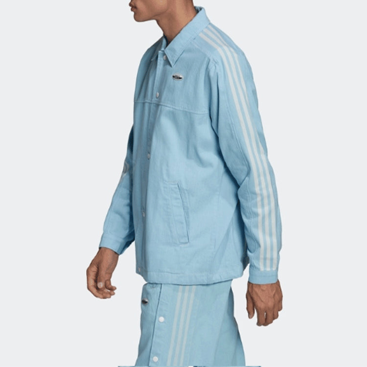 adidas originals Side Stripe lapel Sports Jacket Blue HC9497