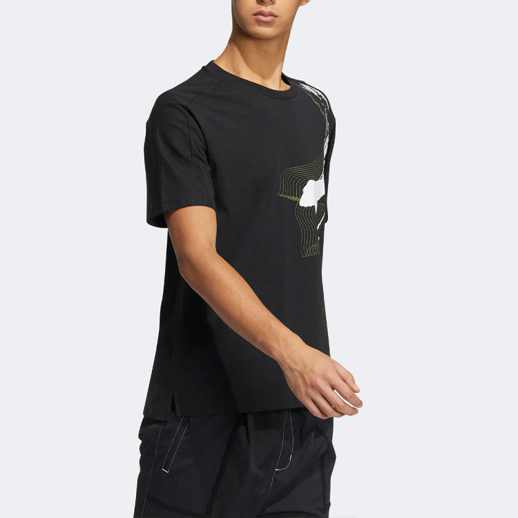 adidas Wj Gfx Story Casual Breathable Round Neck Sports Short Sleeve Black HE5168