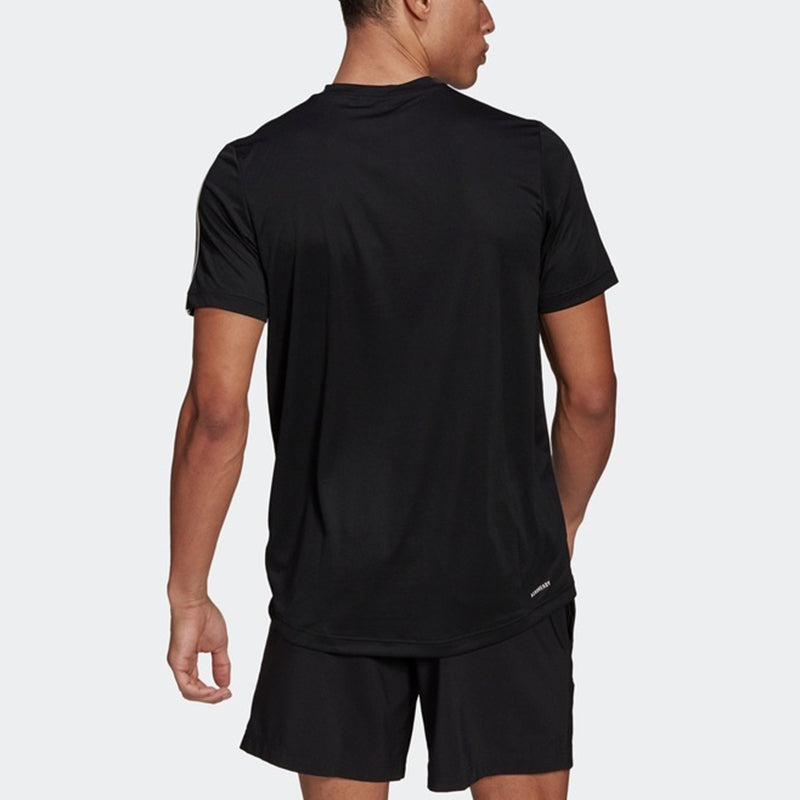 adidas M 3s T Casual Sports Side Stripe Round Neck Short Sleeve Black GM2105