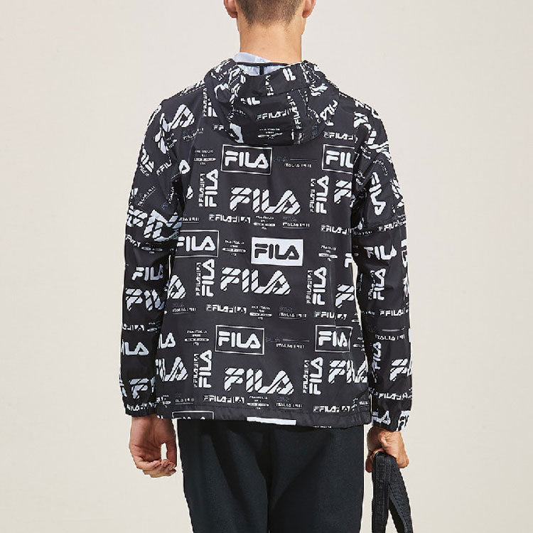 FILA Logo Full Print hooded Loose Jacket Black F11M934708F-PT