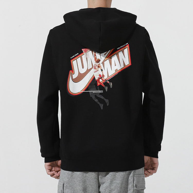 Men's Air Jordan Logo Casual Fleece Lined Hooded Thicken Sports Long Sleeves Black Jacket DC9607-010