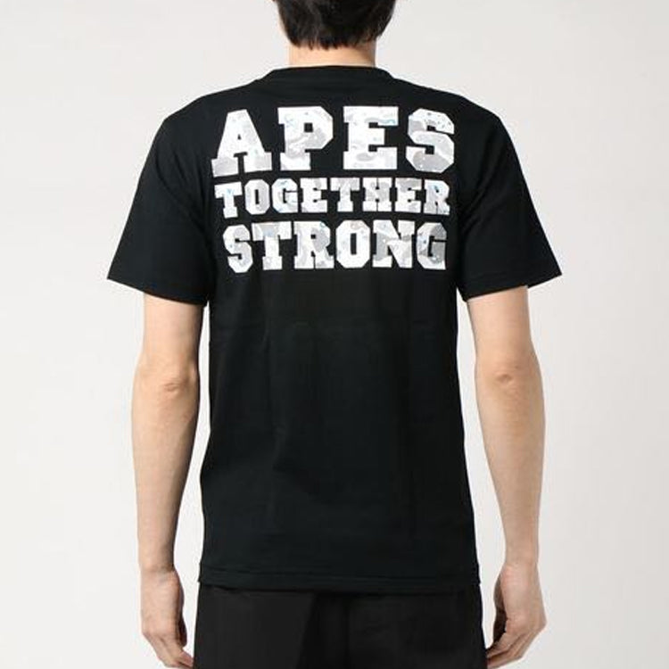 Men's BAPE Back Alphabet Printing Short Sleeve Black 0ZXTEM110035E