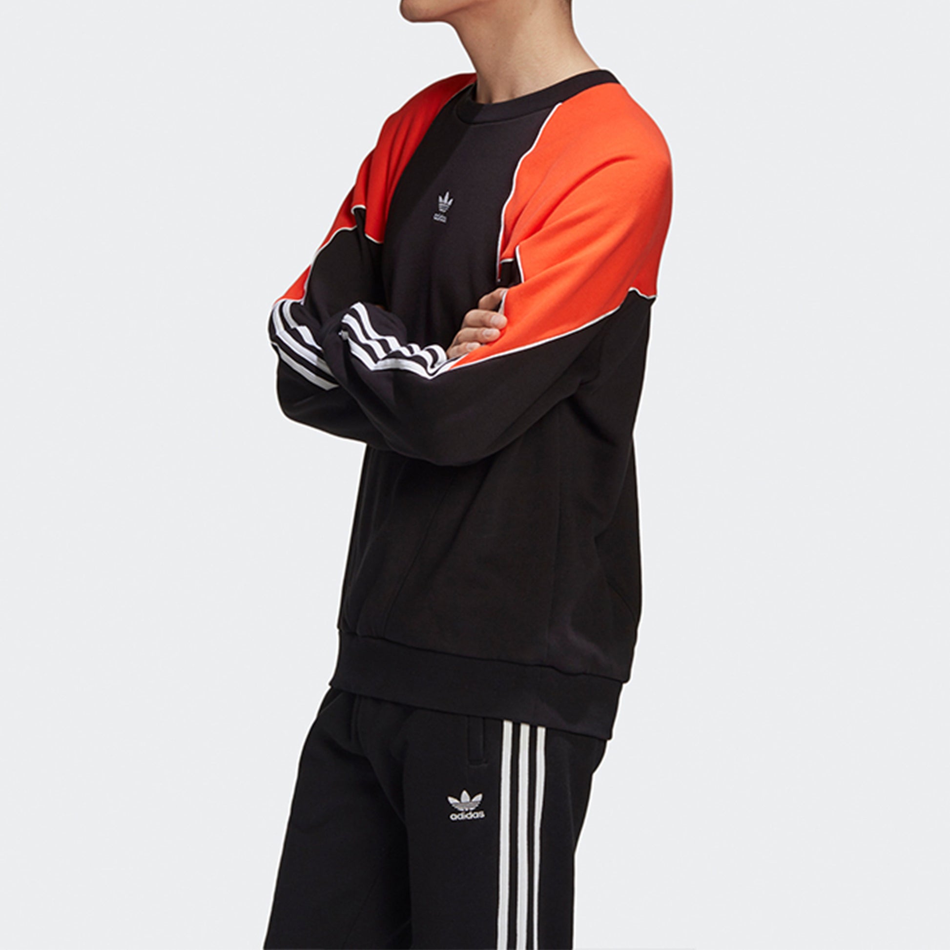 adidas originals B Trf Ab Crew Colorblock Casual Sports Pullover Black GE0807