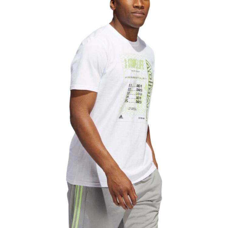 Men's adidas Alphabet Printing Casual Pullover Short Sleeve Japanese Version White T-Shirt HE4831