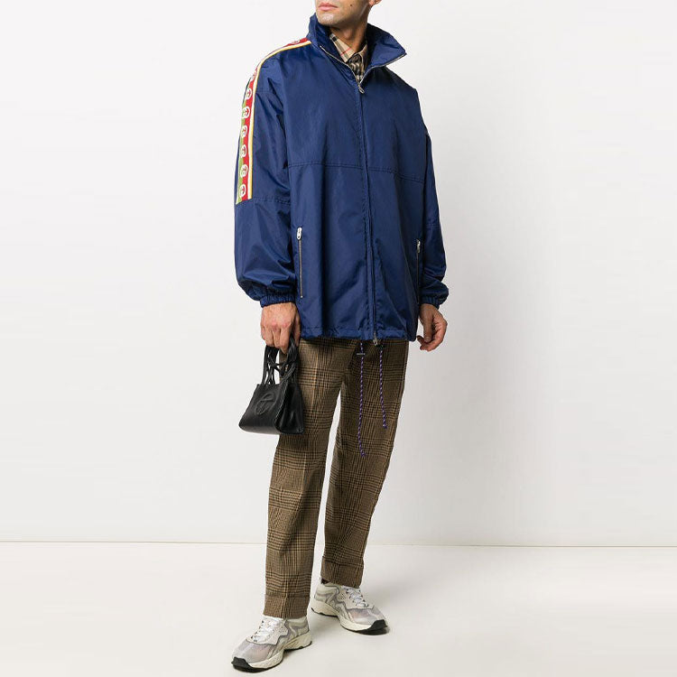 Men's Gucci Zipper Long Sleeves Jacket Blue 618904-ZAETV-4340