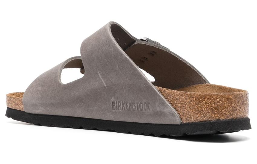 Birkenstock Arizona Soft Footbed Oiled Leather Sandals 'Iron' 1013645
