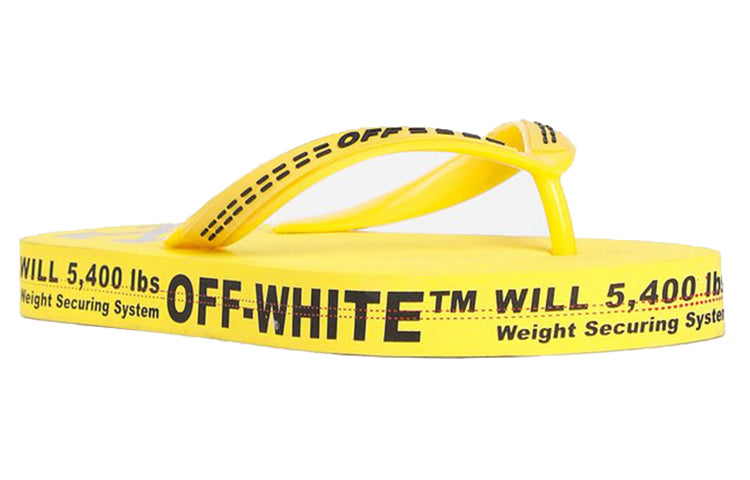 Off-White Logo Typographic Flip Flop Fashion Yellow Slippers OMIA131R20D270016000