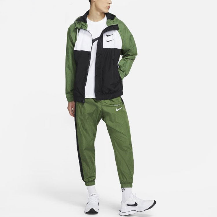Nike Swoosh Windproof Sports Woven Hooded Jacket Men's Green DJ9647-010