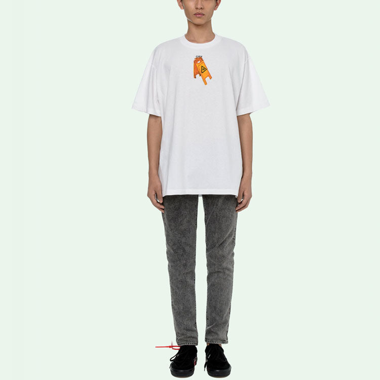 Off-White Skeleton Logo Printing Short Sleeve White OMAA038F20FAB0010110