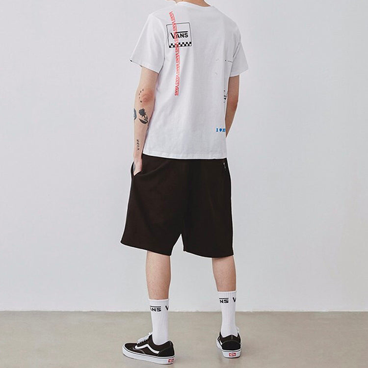 Men's Vans Alphabet Printing Round Neck Short Sleeve White VN0A4P43WHT