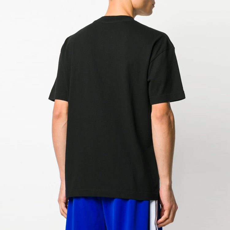 Men's PALM ANGELS Printing Logo Short Sleeve Black PMAA001R204130011001