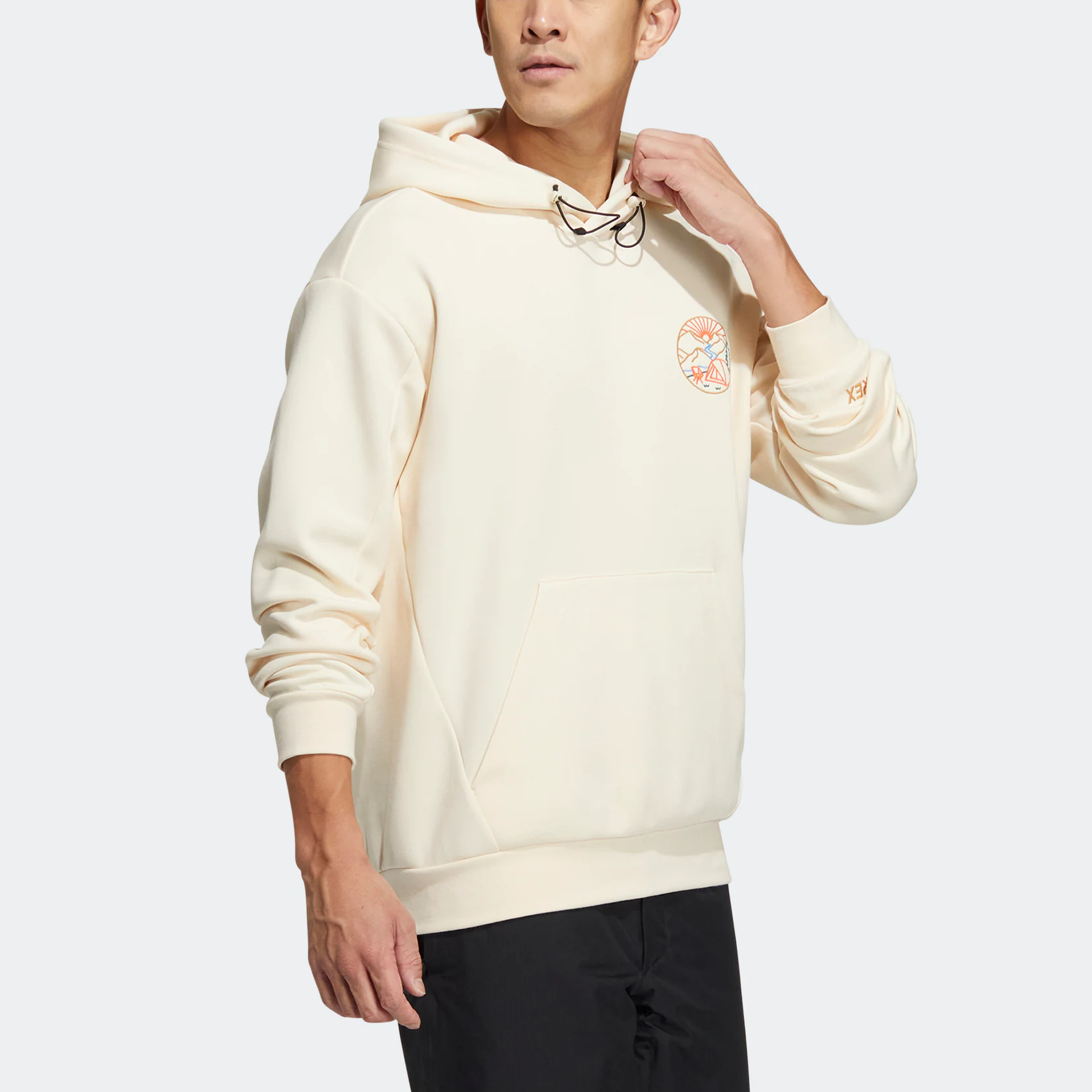 adidas Gfx Hood Swt Back Abstract Pattern Printing Kangaroo Pocket Sports Hooded Long Sleeves Creamy White HN2017