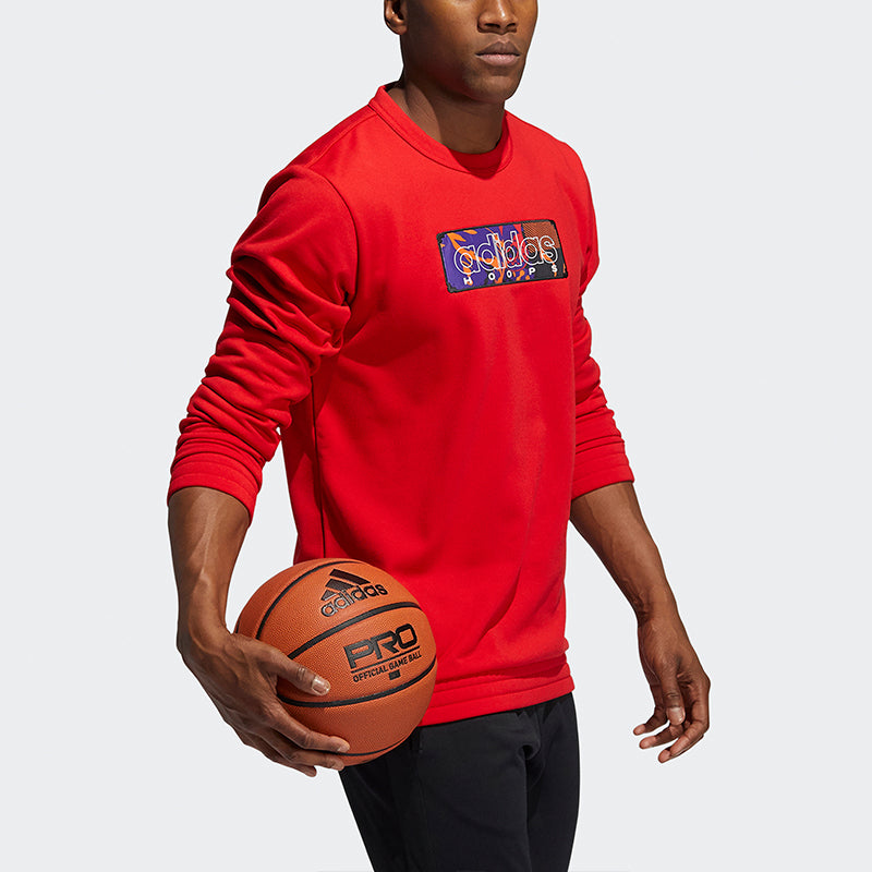 adidas Mic Gfx Crew New Year's Edition Basketball Sports Fleece Lined Round Neck Pullover Red GQ2834