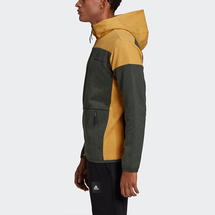 adidas Zne Fz M Winter Colorblock Fleece Lined Stay Warm Hooded Jacket Brown GU2079