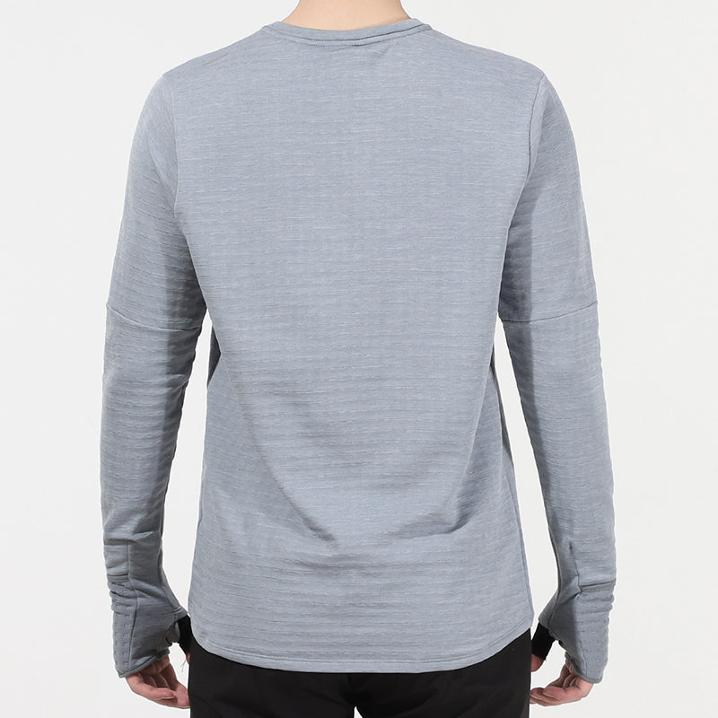 Men's Nike Nk TF Turf Rpl Elmnt Crew Solid Color Training Sports Round Neck Long Sleeves Gray T-Shirt DD5650-084