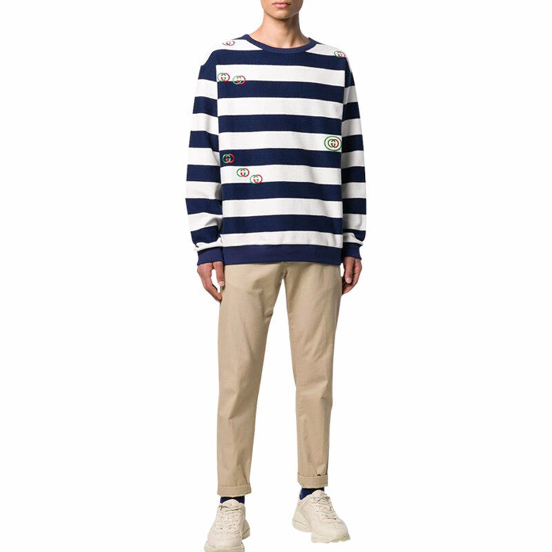 Gucci Striped Crewneck Jumper 'Navy White' 581969-XJBKQ-4759
