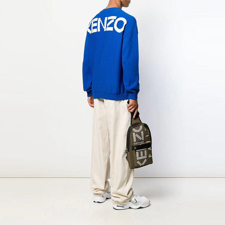 Men's KENZO Solid Color Round Neck Long Sleeves Pullover Blue F965PU2043BA-70