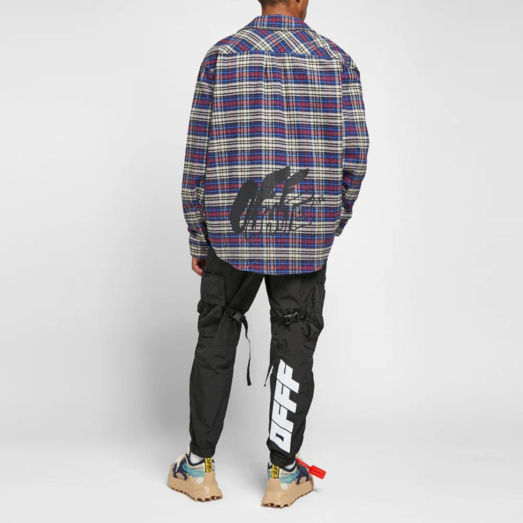 Off-White C/O VIRGIL ABLOH OW FLANNEL CHECK SHIRT BLUE OMGA091F19F330063010
