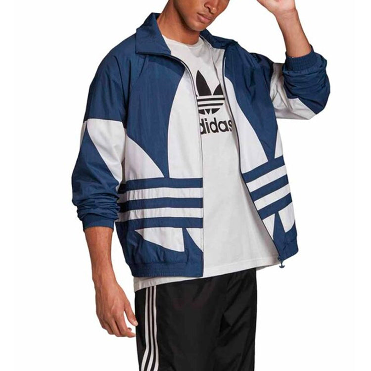 adidas originals Large logo Zipper Sports Jacket Blue FM9894