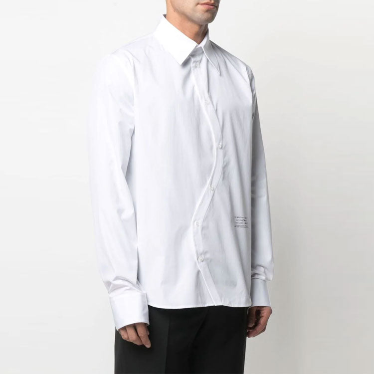 Off-White SS21 Solid Color Casual Cozy Long Sleeves Shirt Loose Fit White OMGA179S21FAB0010110