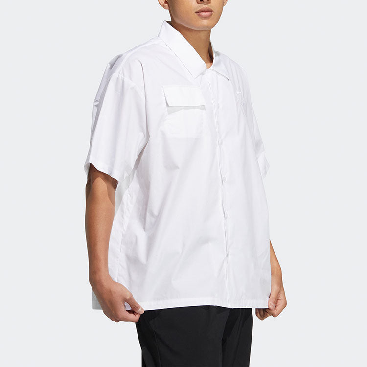 adidas originals Speed Ss Shirt Smiling Face Pattern Embroidered Solid Color Short Sleeve Couple Style White HU1236