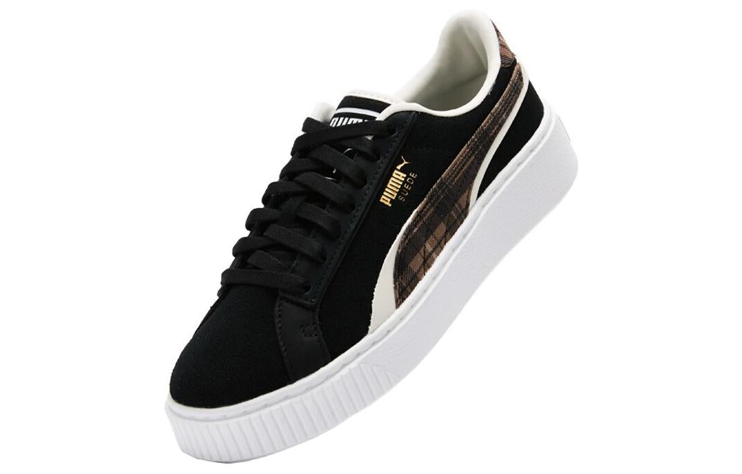 (WMNS) PUMA Suede Plat Form Plaid 'Black' 395228-01