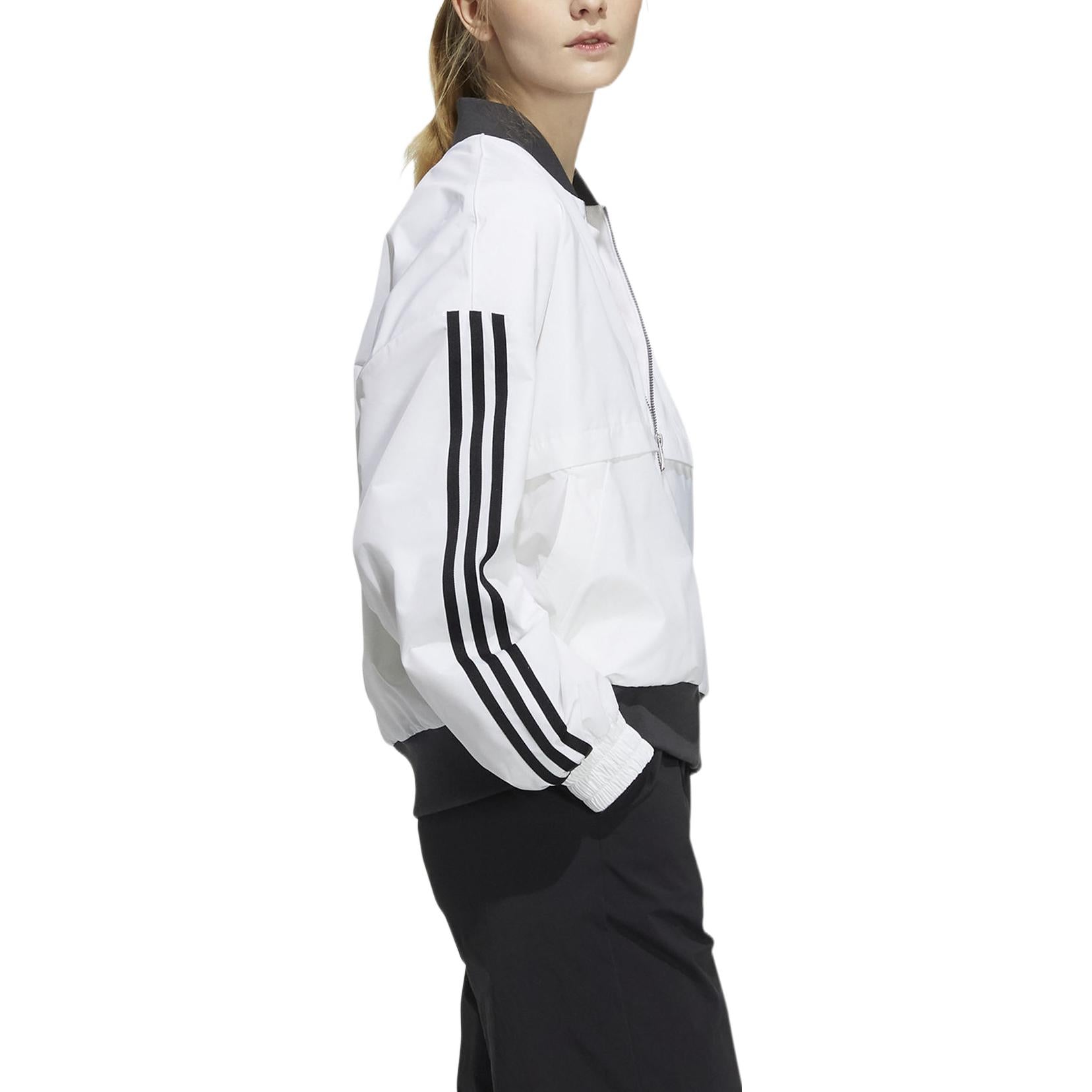 (WMNS) adidas Stripe Colorblock Logo Printing Zipper Casual Long Sleeves Jacket White H09760