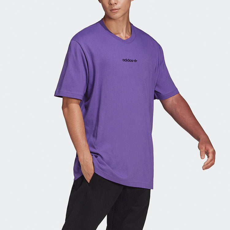 adidas originals Logo Printing Round Neck Short Sleeve Purple HN0383