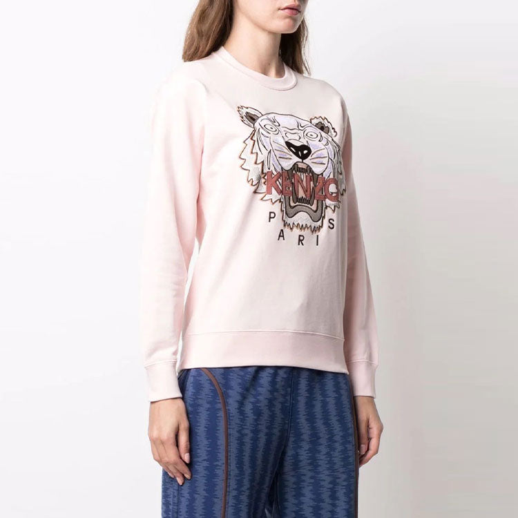 (WMNS) KENZO FW21 Tiger Head Printing Cotton Round Neck Hoodie Pink/Red FB62SW8244XA-34