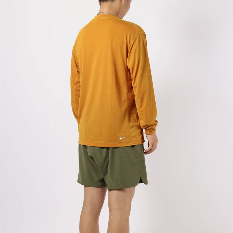 Men's Nike Dri-FIT ACG Solid Color Outdoor Logo Embroidered Casual Round Neck Long Sleeves Orange T-Shirt DO9270-727