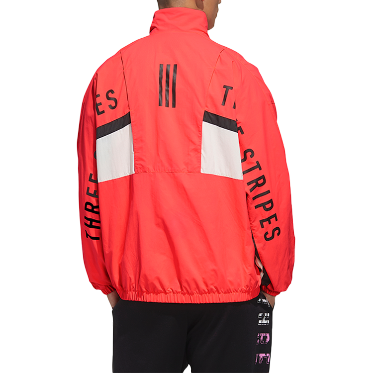 adidas Alphabet Colorblock Stand Collar Jacket Red FM5458