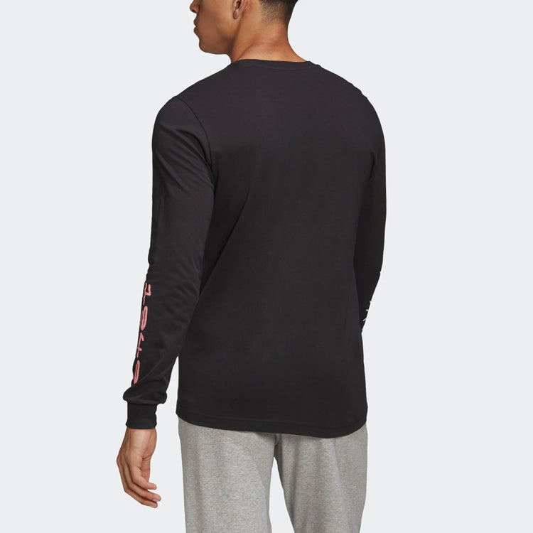 adidas Graffiti Printing Sports Round Neck Long Sleeves Black FN1717