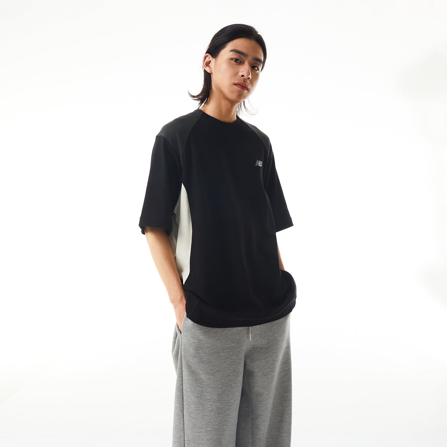 New Balance x LiangDong Color Block T-Shirt Asia Sizing 'Black' NEE17113-BK