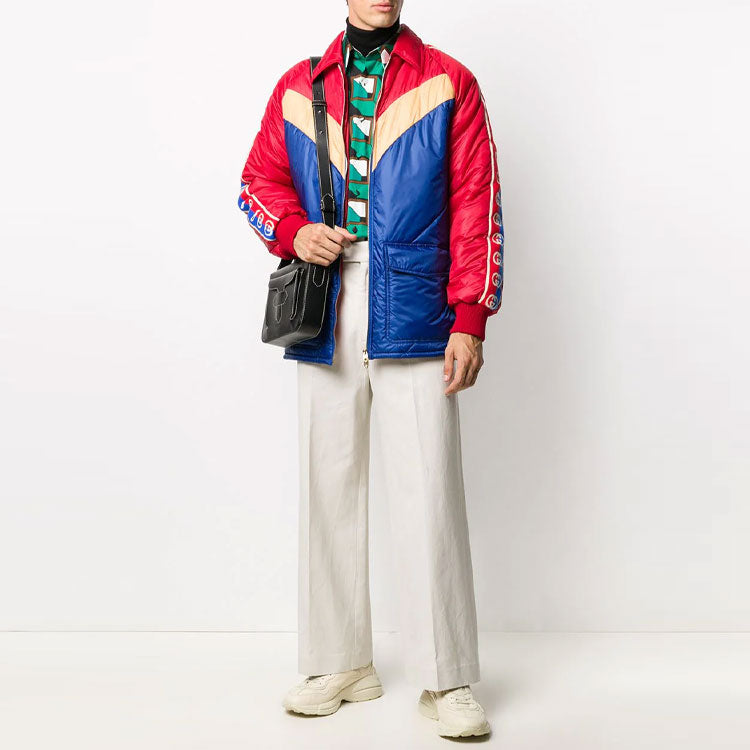 Gucci Double Pocket Collar Long Sleeve Cotton Jacket For Men Red/Blue 624421-ZHA58-6098