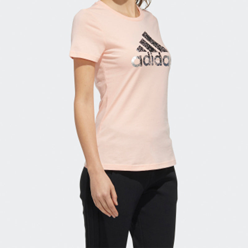 (WMNS) adidas Brand Large logo Printing Solid Color Short Sleeve Pink FM9293