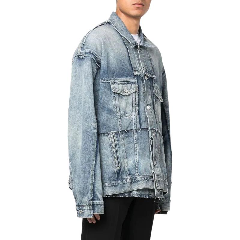 Balenciaga Oversized Cut-Up Ring Denim Jacket 'Blue' 697779TMW264437