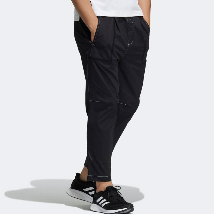 adidas Side Logo Knit Athleisure Casual Sports Pants Black HE5141