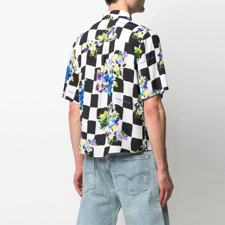 Off-White SS21 Printing Plaid Short Sleeve Shirt Loose Fit White OMGA171S21FAB0018400
