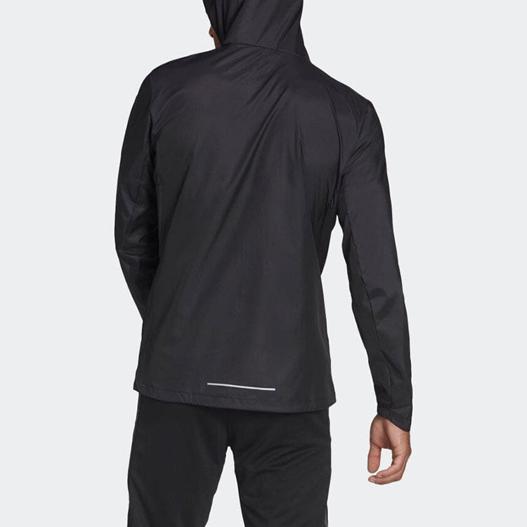Men's adidas Logo Printing Casual Hooded Jacket Black H58592
