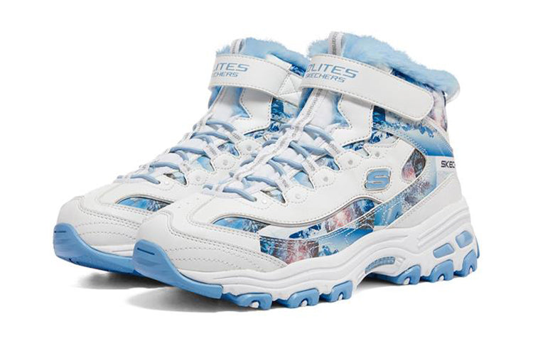 (GS) Skechers D'lites Boots 'White Blue' 302532L-WBL