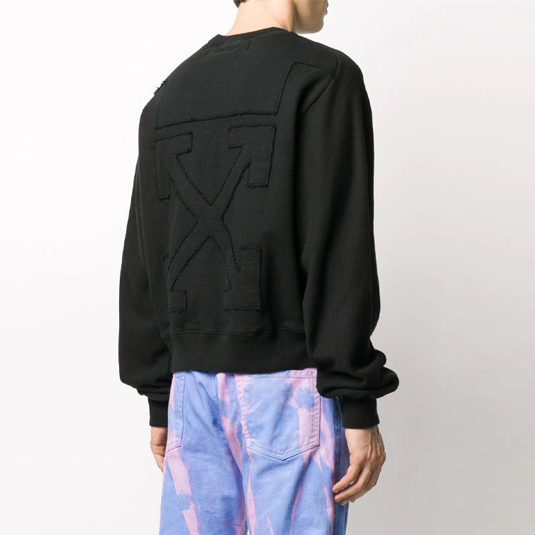 Men's Off-White Logo Alphabet Pattern Round Neck Pullover Loose Fit Black OMBA043R20D250321091
