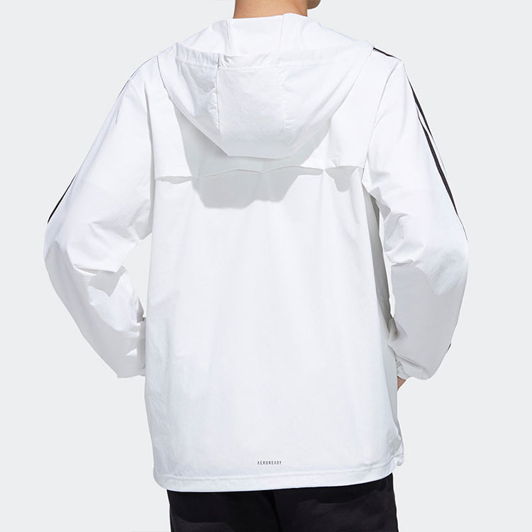 adidas neo M Essential 3-Stripes Windbreaker - White GJ8900