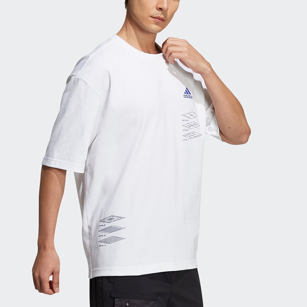 adidas St Rlx Game Tee Casual Sports Breathable Printing Short Sleeve White H40194